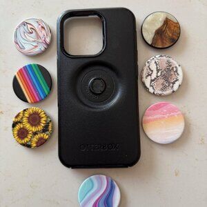Otterbox Iphone 14 Pro Popsocket case with 7 extra popsockets!